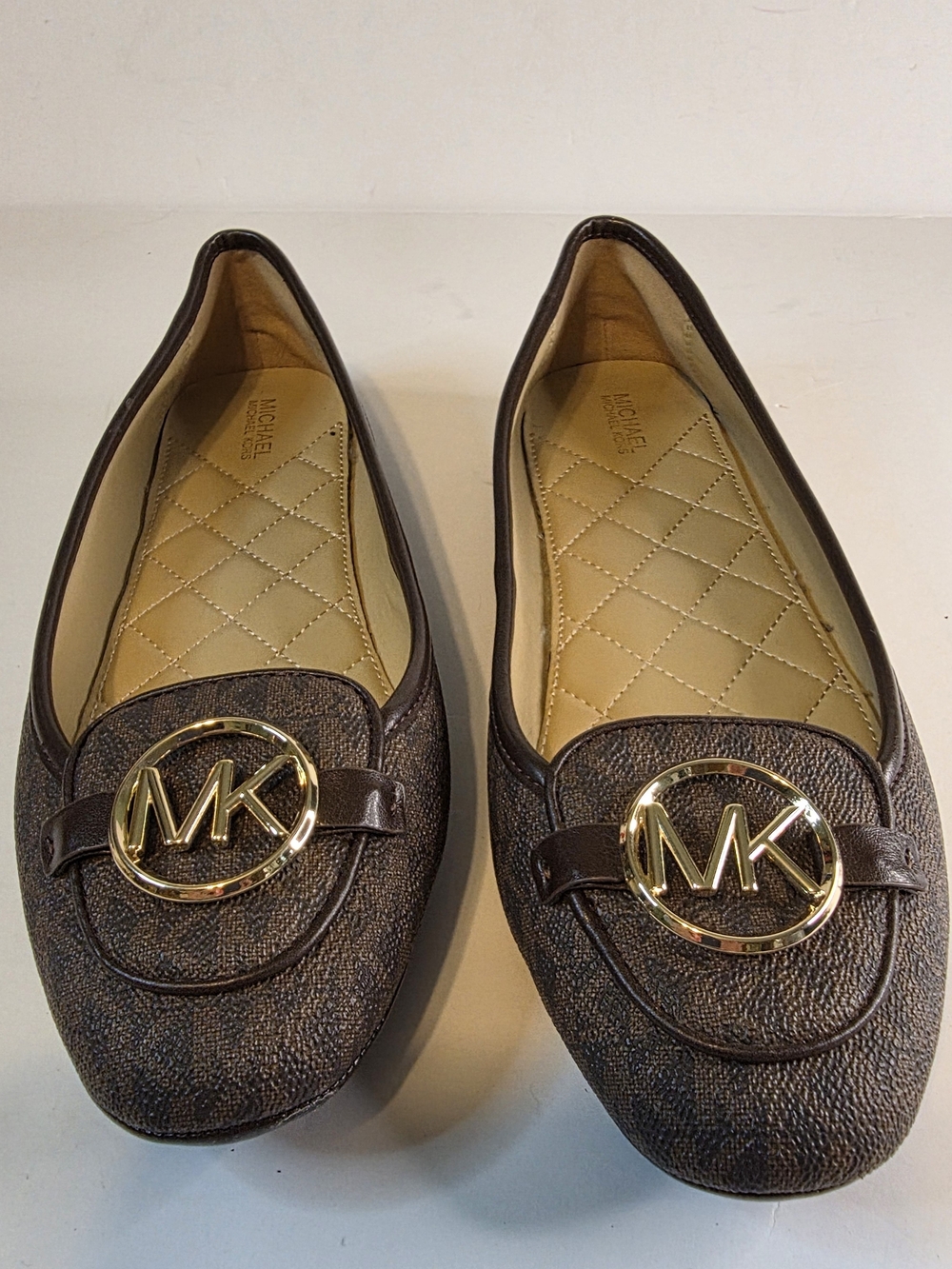 NWOT Michael Kors Women's Brown MK Logo Leather Ballet Flats size 9.5